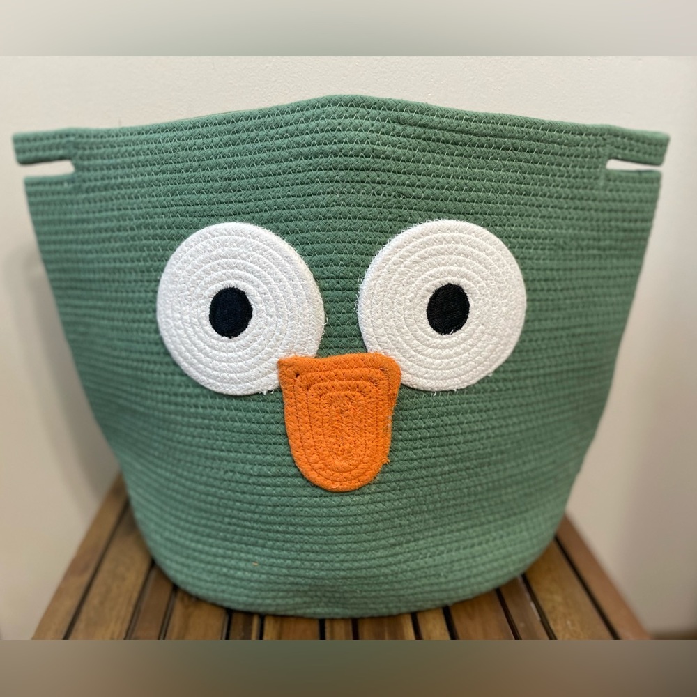 IKEA UPPSTA Owl Green Storage Braided Bag NWOT